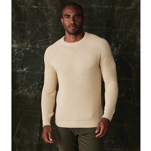 The Normal Brand Other - The Normal Brand Mens Moss Stitch Crew Tan Size Large Fisherman Preppy Neutral